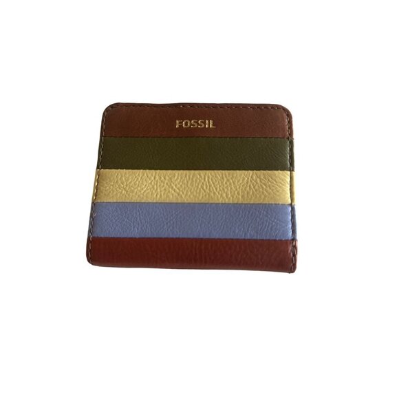 Fossil Womens Multicolor Leather Wallet With Zipper Coin Pocket - Picture 1 of 5
